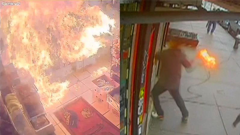 Záběry kamer: Muž v Brooklynu mrštil do obchodu Molotovův koktejl, chystal další